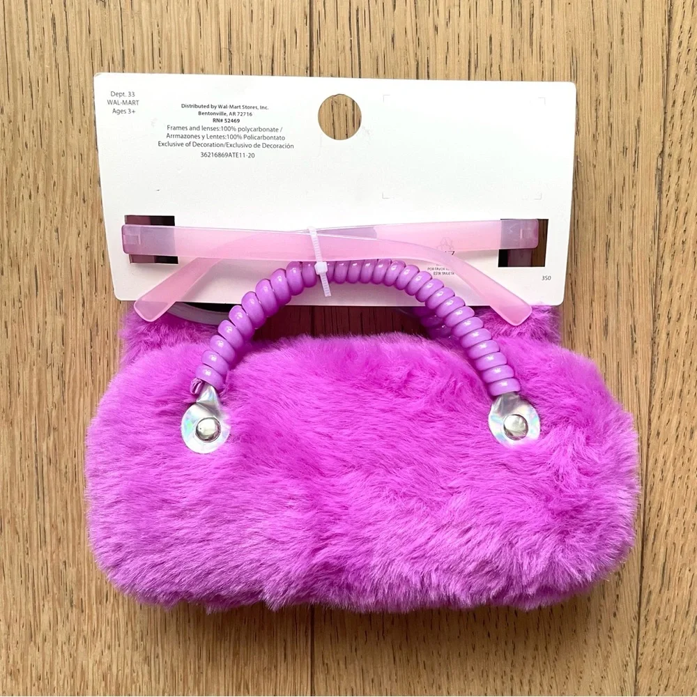 Girls Pink Sunglasses And Fuzzy Hot Pink Fox Case Set